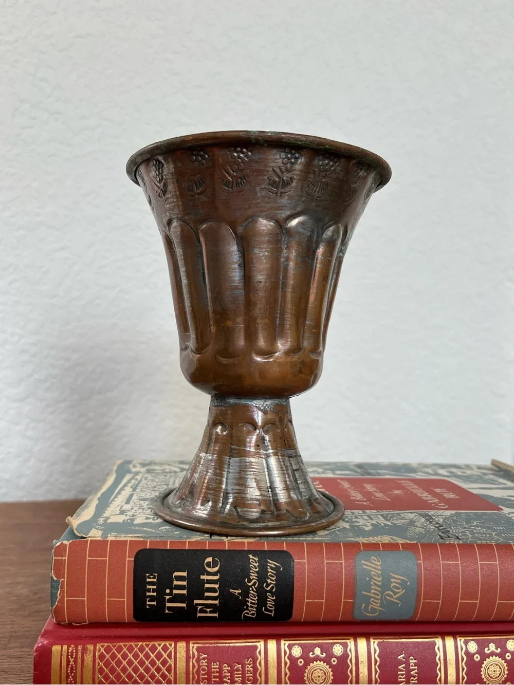 Vintage copper hurricane vase